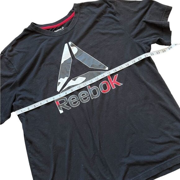 MENS REEBOK Black Logo Casual Short Sleeve Cotton Tee Shirt XL - Picture 6 of 8